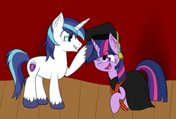 Size: 1544x1050 | Tagged: safe, artist:zogzor, character:shining armor, character:twilight sparkle, brother and sister, cute, graduation, siblings