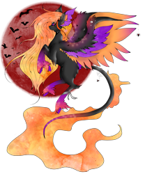 Size: 2083x2500 | Tagged: safe, artist:niniibear, oc, oc only, species:bat, species:pegasus, species:pony, adoptable, blood moon, candy, candy corn, eye, eyes, eyes closed, fluffy, food, halloween, moon, orange, purple, red, solo, species, spider