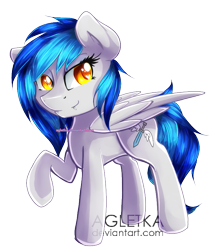 Size: 679x775 | Tagged: safe, artist:agletka, oc, oc only, oc:coldfire, species:pegasus, species:pony, fangs, solo, standing