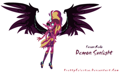 Size: 1024x614 | Tagged: safe, artist:prettycelestia, character:midnight sparkle, character:sunset satan, character:sunset shimmer, character:twilight sparkle, character:twilight sparkle (scitwi), species:eqg human, g4, my little pony:equestria girls, demon, earth is doomed, equestria is doomed, evil, female, fusion, gem fusion, midnight sparkle, multiple arms, solo, sunset satan, this isn't even my final form, xk-class end-of-the-world scenario
