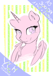 Size: 1748x2480 | Tagged: safe, artist:agletka, oc, oc only, species:alicorn, species:pony, alicorn oc, commission, sketch, solo, your character here