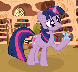 Size: 1062x988 | Tagged: safe, artist:final7darkness, character:rainbow dash, character:twilight sparkle, golden oaks library, library, micro, request, requested art, shrunk