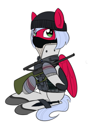 Size: 1200x1600 | Tagged: dead source, safe, artist:casualcolt, oc, oc only, oc:melon frost, species:pony, clothing, combat, costume, female, frost (r6s), mare, outfit, rainbow six, rainbow six siege, simple background, solo, tactical pony, tacticute, transparent background
