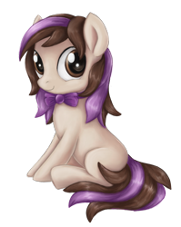 Size: 1144x1434 | Tagged: safe, artist:thebowtieone, oc, oc only, oc:bowtie, species:earth pony, species:pony, blank flank, bow tie, female, filly, simple background, sitting, solo, transparent background, younger