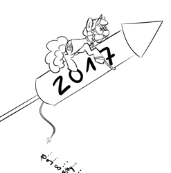 Size: 672x681 | Tagged: safe, artist:spaerk, oc, oc only, oc:marker pony, species:pony, species:unicorn, 2017, 4chan, mlpg, new year, solo, space program, this will end in space