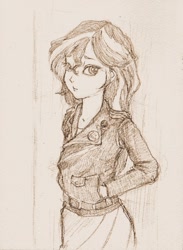 Size: 469x640 | Tagged: safe, artist:daisymane, character:sunset shimmer, my little pony:equestria girls, female, grayscale, monochrome, solo, traditional art