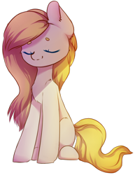 Size: 1282x1660 | Tagged: safe, artist:astralblues, oc, oc only, species:earth pony, species:pony, beanbrows, eyebrows, eyes closed, female, mare, simple background, sitting, solo, transparent background