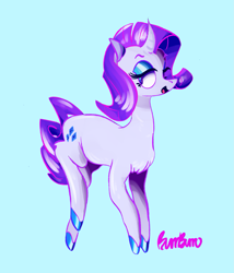 Size: 1645x1925 | Tagged: safe, artist:burrburro, character:rarity, blue background, colored hooves, female, simple background, solo