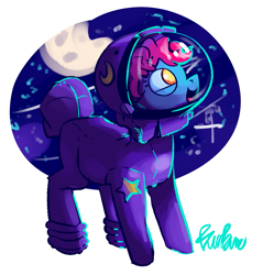 Size: 1173x1225 | Tagged: safe, artist:burrburro, oc, oc only, astronaut, female, filly, simple background, solo, space, space suit, stars