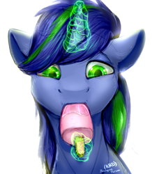 Size: 1045x1200 | Tagged: safe, artist:rrd-artist, oc, oc only, species:pony, food, magic, popsicle, simple background, solo, telekinesis, white background