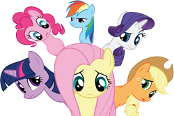 Size: 1125x749 | Tagged: safe, artist:dipi11, character:applejack, character:fluttershy, character:pinkie pie, character:rainbow dash, character:rarity, character:twilight sparkle, episode:dragonshy, g4, my little pony: friendship is magic, mane six, simple background, svg, transparent background, vector
