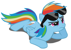 Size: 3500x2431 | Tagged: safe, artist:dipi11, character:rainbow dash, angry, female, simple background, solo, sunglasses, transparent background, vector