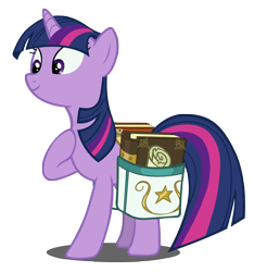 Size: 4000x4266 | Tagged: safe, artist:dipi11, character:twilight sparkle, absurd resolution, book, female, saddle bag, scroll, simple background, solo, transparent background, vector