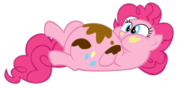 Size: 6028x3000 | Tagged: safe, artist:bronyboy, character:pinkie pie, episode:mmmystery on the friendship express, g4, my little pony: friendship is magic, adorafatty, big belly, bloated, cake, chubby, chubby cheeks, cute, diapinkes, fat, female, pudgy pie, simple background, solo, stuffed, transparent background, vector