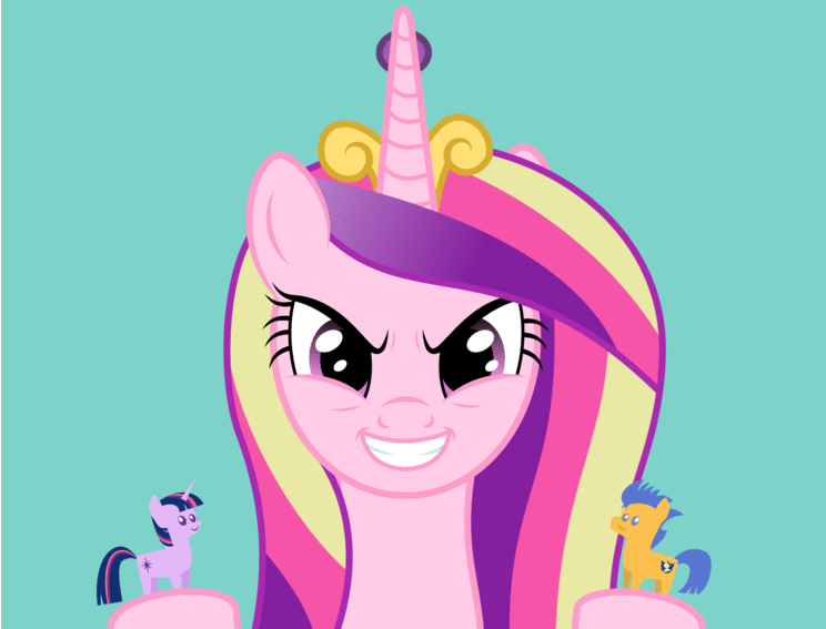 Size: 744x567 | Tagged: safe, artist:grypher, derpibooru original, character:flash sentry, character:princess cadance, character:twilight sparkle, character:twilight sparkle (alicorn), species:alicorn, species:pony, ship:flashlight, animated, caddy ships it, female, gif, grin, looking at you, male, now kiss, pointy ponies, princess of love, princess of shipping, pure unfiltered evil, pure unfiltered good, pure unfiltered shipping, shipper on deck, shipping, simple background, smiling, so wrong yet so right, straight, toy, with great power comes great shipping