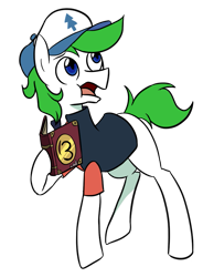 Size: 631x859 | Tagged: safe, artist:gintoki23, oc, oc only, oc:bing, species:earth pony, species:pony, book, cap, clothing, dipper pines, gravity falls, hat, journal #3, simple background, solo, transparent background