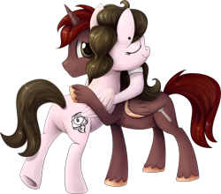 Size: 1313x1157 | Tagged: safe, artist:thebowtieone, oc, oc only, oc:thorn rose, oc:wrench handler, species:alicorn, species:pegasus, species:pony, female, hug, male, mare, simple background, stallion, transparent background