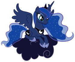 Size: 567x470 | Tagged: safe, artist:proenix, character:princess luna, species:alicorn, species:pony, episode:luna eclipsed, g4, my little pony: friendship is magic, cloud, cutie mark, female, hooves, horn, jewelry, mare, on a cloud, prone, regalia, simple background, sitting on a cloud, solo, spread wings, svg, tiara, transparent background, vector, wings