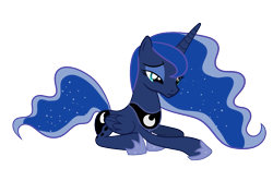 Size: 983x611 | Tagged: safe, artist:proenix, character:princess luna, .svg available, female, missing accessory, prone, sad, simple background, solo, svg, transparent background, vector