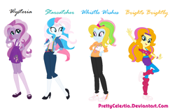 Size: 1180x752 | Tagged: safe, artist:prettycelestia, character:brights brightly, character:star catcher, character:whistle wishes, character:wysteria, g3, my little pony:equestria girls, 80s hair, clothing, equestria girls-ified, g3 to equestria girls, generation leap, simple background, white background