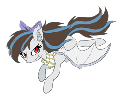 Size: 1280x1029 | Tagged: safe, artist:gintoki23, oc, oc only, oc:breezy, species:bat pony, species:pony, bow, clothing, female, hair bow, mare, scarf, simple background, solo, trans female, transgender, transparent background