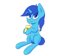 Size: 3200x2400 | Tagged: safe, artist:eyeburn, oc, oc only, oc:single drop, species:pony, species:unicorn, cute, juice, juice box, looking at you, simple background, sitting, solo, transparent background