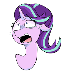 Size: 1442x1569 | Tagged: safe, artist:gintoki23, character:starlight glimmer, species:pony, species:unicorn, bust, crying, female, floppy ears, mare, open mouth, portrait, sad, sadlight glimmer, shrunken pupils, simple background, solo, transparent background