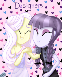 Size: 2000x2500 | Tagged: safe, artist:liniitadash23, character:inky rose, character:lily lace, episode:honest apple, g4, my little pony: friendship is magic, my little pony:equestria girls, braid, clothing, dress, duo, equestria girls-ified, eyes closed, eyeshadow, makeup, smiling