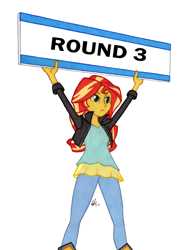 Size: 950x1278 | Tagged: safe, artist:manly man, edit, character:sunset shimmer, my little pony:equestria girls, exploitable meme, female, meme, sign, solo, sunset's board
