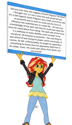 Size: 950x1645 | Tagged: safe, artist:manly man, edit, character:sunset shimmer, my little pony:equestria girls, copypasta, crossover, exploitable meme, female, meme, sign, solo, star wars, sunset's board, the tragedy of darth plagueis the wise, tl;dr
