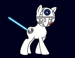 Size: 900x695 | Tagged: safe, artist:vitalspark, oc, oc only, oc:death star, species:pony, crossover, death star, lightsaber, may the fourth be with you, simple background, solo, star wars, weapon