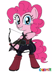 Size: 2550x3507 | Tagged: safe, artist:enzomersimpsons, character:pinkie pie, species:earth pony, species:pony, crossover, female, hawkeye, mare, my little avengers, simple background, solo, white background