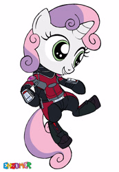 Size: 2548x3676 | Tagged: safe, artist:enzomersimpsons, character:sweetie belle, species:pony, ant-man, crossover, female, my little avengers, simple background, solo, white background