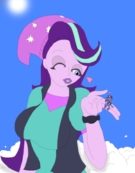 Size: 1700x2182 | Tagged: safe, artist:final7darkness, character:starlight glimmer, oc, my little pony:equestria girls, blowing a kiss, giantess, kissing, kissy face, lipstick, macro