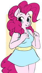 Size: 1310x2257 | Tagged: safe, artist:breezietype, artist:hattsy, character:pinkie pie, species:anthro, species:earth pony, species:pony, clothing, cute, diapinkes, dress, female, mare, solo