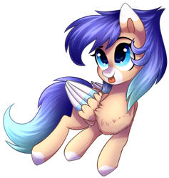 Size: 1024x1082 | Tagged: safe, artist:astralblues, oc, oc only, species:pegasus, species:pony, colored wings, female, mare, multicolored wings, simple background, solo, tongue out, transparent background