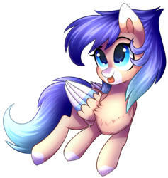 Size: 1700x1796 | Tagged: safe, artist:astralblues, oc, oc only, species:pegasus, species:pony, art trade, female, mare, simple background, smiling, solo, tongue out, transparent background