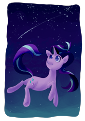 Size: 1748x2480 | Tagged: safe, artist:gintoki23, character:starlight glimmer, species:pony, species:unicorn, female, looking up, mare, shooting star, sky, solo, space, stars