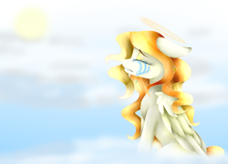Size: 1600x1152 | Tagged: safe, artist:purediamond360, oc, oc only, species:pegasus, species:pony, angel, cloud, crying, female, halo, mare, solo