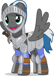 Size: 2457x3465 | Tagged: safe, artist:xenoneal, oc, oc only, oc:cloud zapper, species:pegasus, species:pony, armor, high res, male, simple background, solo, stallion, transparent background, vector