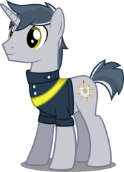 Size: 3617x5000 | Tagged: safe, artist:xenoneal, oc, oc only, oc:bearing gale, species:pony, species:unicorn, clothing, high res, male, simple background, solo, stallion, transparent background, uniform, vector