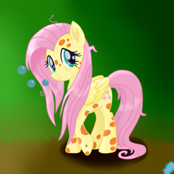 Size: 1500x1500 | Tagged: safe, artist:liniitadash23, character:fluttershy, species:pegasus, species:pony, episode:a health of information, g4, my little pony: friendship is magic, my little pony: the movie (2017), bubble, female, mare, messy mane, movie accurate, raised hoof, sick, solo, swamp fever