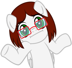 Size: 668x629 | Tagged: safe, artist:lost-our-dreams, oc, oc only, oc:monochrome, species:pegasus, species:pony, female, glasses, looking at you, mare, shrug, shrugpony, simple background, solo, transparent background