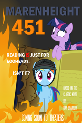 Size: 5000x7500 | Tagged: safe, artist:xenoneal, character:rainbow dash, character:twilight sparkle, character:twilight sparkle (alicorn), species:alicorn, species:pony, absurd resolution, fahrenheit 451, fire, helmet, poster