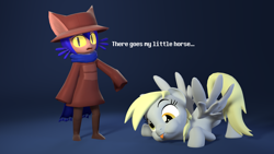 Size: 1920x1080 | Tagged: safe, artist:camchao, character:derpy hooves, species:pegasus, species:pony, 3d, crossover, derp, duo, female, looking at you, mare, niko (oneshot), oneshot, puffy cheeks, source filmmaker, tongue out