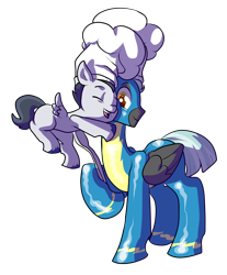 Size: 2100x2538 | Tagged: safe, artist:heyerika, character:rumble, character:thunderlane, species:pegasus, species:pony, episode:marks and recreation, g4, my little pony: friendship is magic, brothers, chef's hat, clothing, colt, cute, duo, eyes closed, hat, hug, male, simple background, smiling, spoon, stallion, transparent background, uniform, wonderbolts uniform