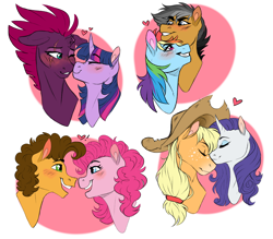 Size: 3988x3500 | Tagged: safe, artist:micky-ann, character:applejack, character:cheese sandwich, character:fizzlepop berrytwist, character:pinkie pie, character:quibble pants, character:rainbow dash, character:rarity, character:tempest shadow, character:twilight sparkle, species:pony, ship:cheesepie, ship:quibbledash, ship:rarijack, ship:tempestlight, my little pony: the movie (2017), female, lesbian, male, shipping, straight