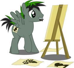 Size: 7000x6421 | Tagged: safe, artist:xenoneal, oc, oc only, species:pegasus, species:pony, absurd resolution, canvas, drawing, male, mouth hold, simple background, solo, stallion, transparent background, vector