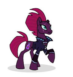 Size: 887x934 | Tagged: safe, artist:melspyrose, character:fizzlepop berrytwist, character:tempest shadow, species:pony, species:unicorn, my little pony: the movie (2017), broken horn, choker, clothing, eye scar, female, jacket, leather jacket, mare, pretty pretty tempest, scar, simple background, solo, spiked choker, transparent background