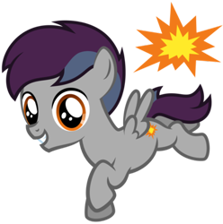 Size: 400x404 | Tagged: safe, artist:lost-our-dreams, oc, oc only, oc:crash boomer, parent:rumble, parent:scootaloo, parents:rumbloo, species:pegasus, species:pony, colt, male, offspring, simple background, solo, transparent background